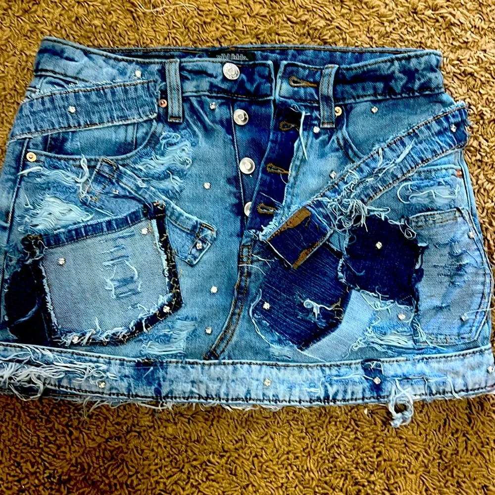 🌺💖💐Denim & diamonds custom mini skirt - Picture 1 of 5